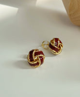 Modern Mulberry Sterling Silver Overgild Glazed Stud Earrings